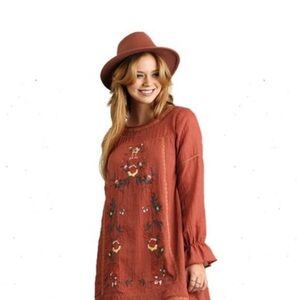 Altar’d State Chantel Boho Embroidered Dress Floral Flowy Medium